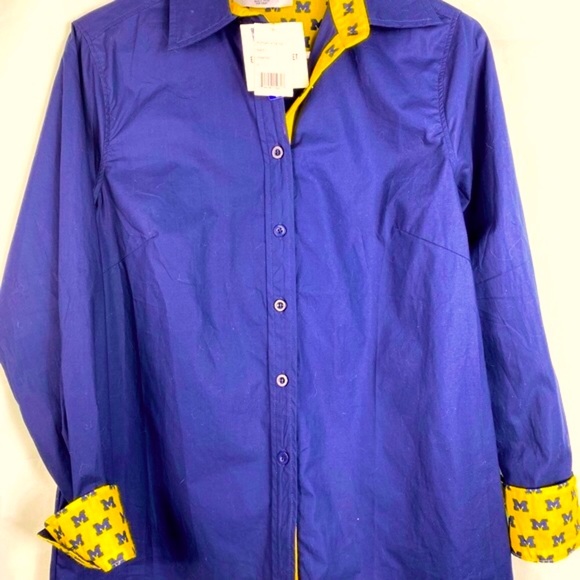 NEW Emerson Street Blue Button Front Shirt Block M Lined Size Small - Picture 3 of 5